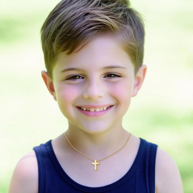 ELLEZZA Valentines Day Gifts for Kids-Cross Necklace Gifts for Boys,Small Cross Pendant Necklace Religious First communion Confirmation Baptism Jewelry Gifts - Image 2